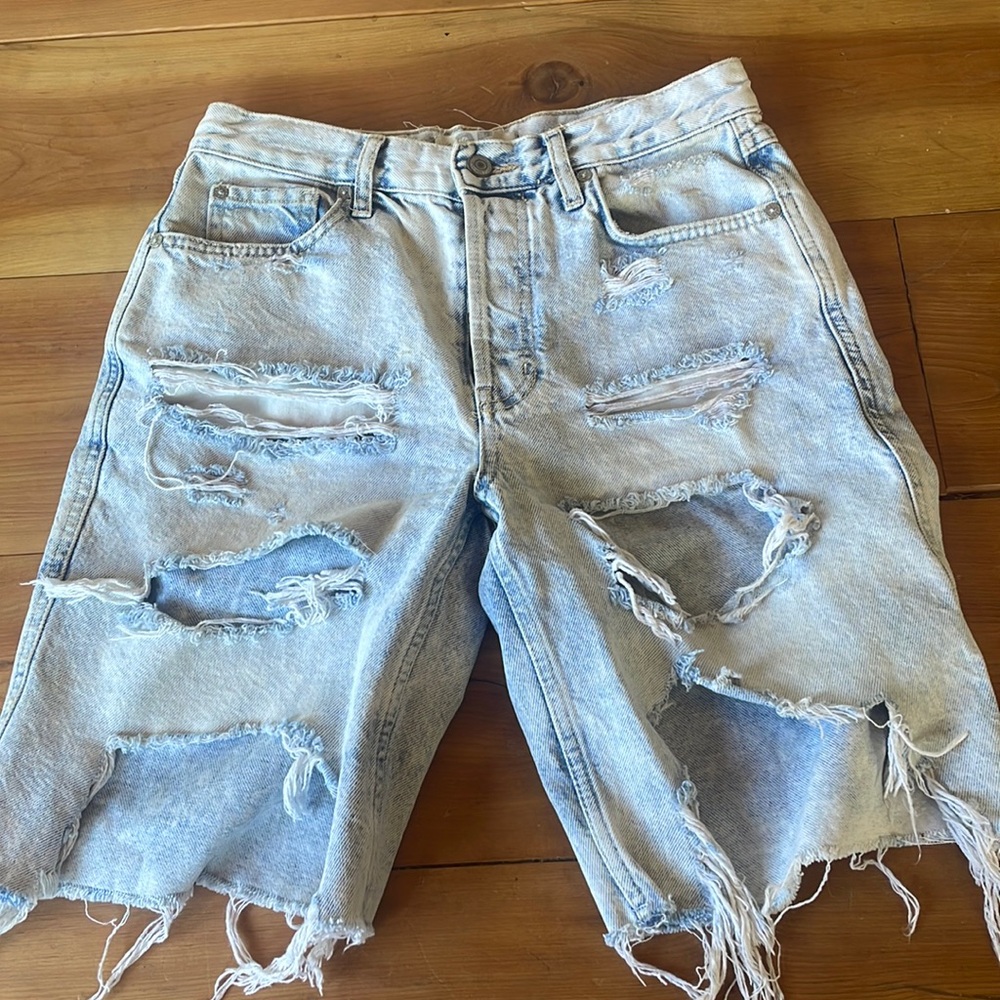 Free People Distressed Denim Shorts